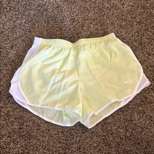 Nike Women’s Pale Yellow Athletic Shorts with White Trim